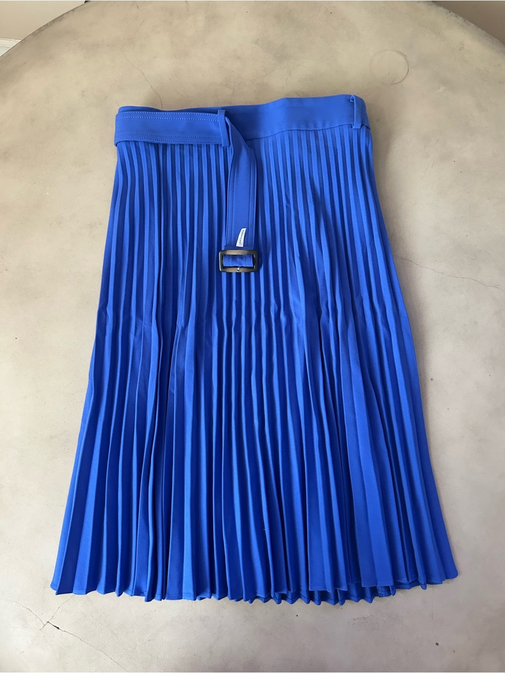 Ann Taylor Cobalt Blue Pleated Midi Skirt with Belt